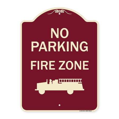 Designer Series-No Parking Fire Zone With Graphic Burgungy